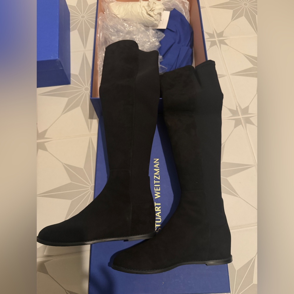 NEW Stuart Weitzman Black Knee-High Stretch Boots, Mainline